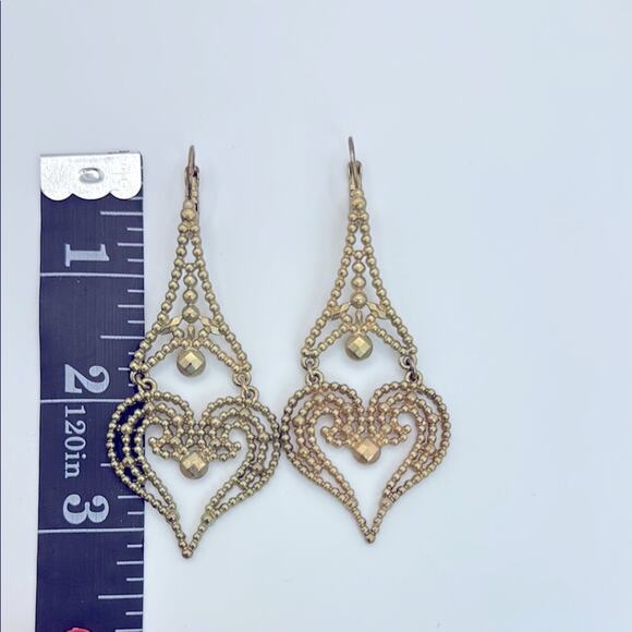 NEW! Francesca’s Elegant Gold Heart Drop Earrings - Picture 7 of 8